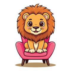 Cute Lion Standing Cartoon Vector Icon Illustration. Animal Nature Icon Concept Isolated Premium Vector. Flat Cartoon Style
