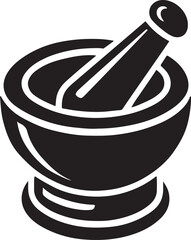 Mortar and pestle isolated silhouette vector art, mortar and pestle line art vector illustration