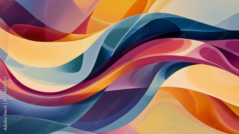 Leinwandbilder vibrant intertwining curves abstract art digital creation colorful waves modern design creative envi