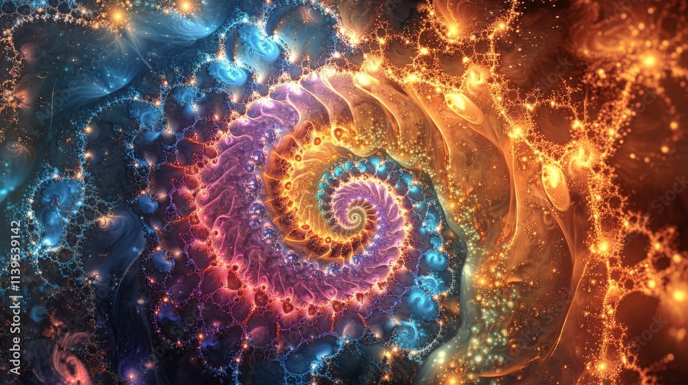 Aufkleber spiraling light and color digital universe abstract art cosmic environment high-detail viewpoint int