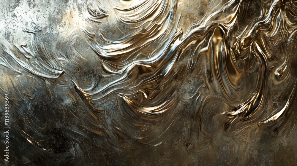 Aufkleber metal surface with swirling scratches abstract art digital creation textured environment close-up vi