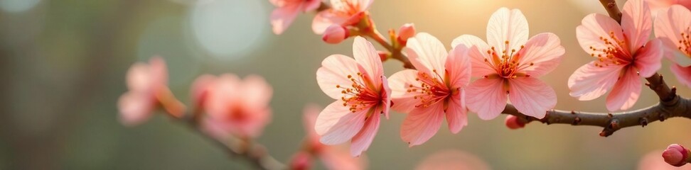 Fototapeta premium Apricot colored flowers blooming on a flowering tree, spring, color