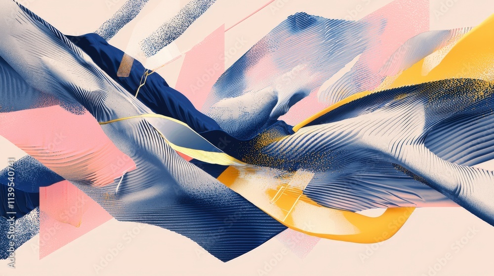 Poster Contemporary viewpoint on vibrant digital art dynamic rhythmic patterns and abstract composition interruption