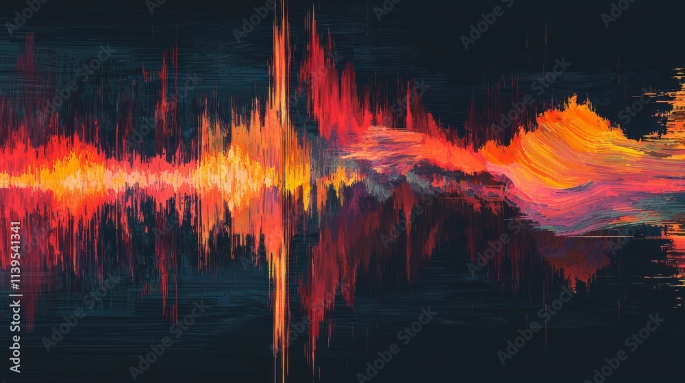 Leinwandbilder Dynamic abstract waveforms illustrating sound patterns in modern art studio environment colorful representation