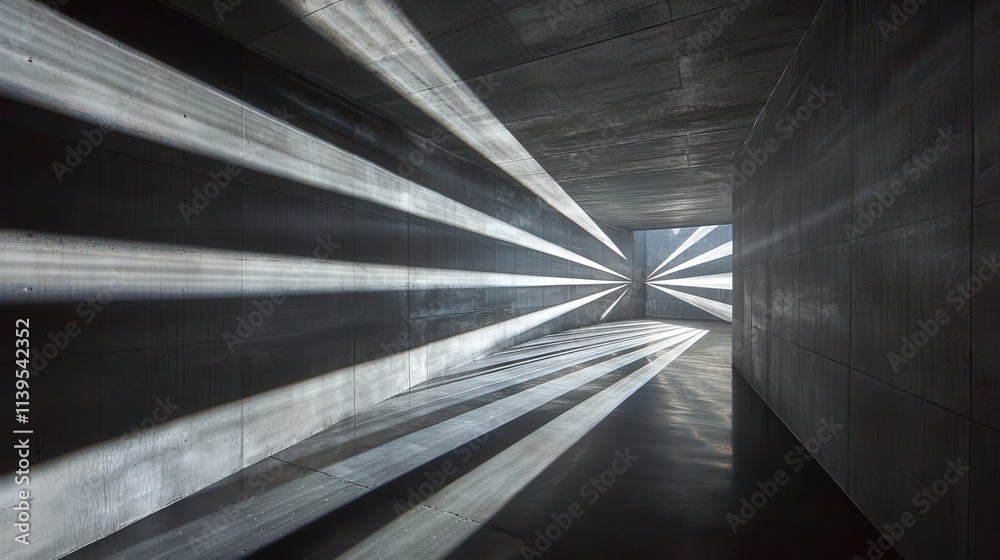 Poster diagonal beams of light illuminate a darkened spa interior captivating serenity modern design tranqu