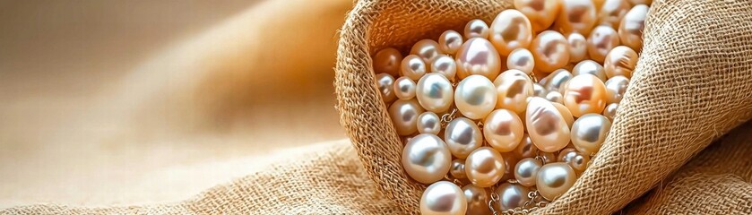 Elegant Pearls in Burlap