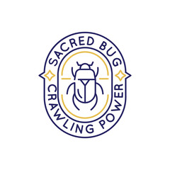 Simple Logo with sacred beetle icon. A simple logo of the scarab, revered in ancient Egyptian culture as a symbol of the sun, rebirth, and creation. Vector illustration