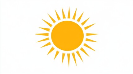 Flat Sun Icon: A bright yellow sun with straight rays, isolated on a white background. 