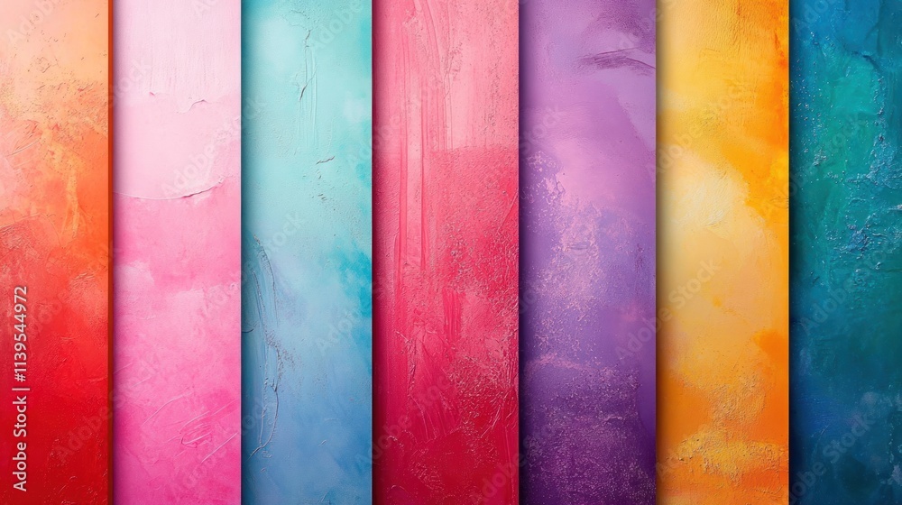 Poster A vibrant array of colorful vertical panels showcasing various textures and hues.
