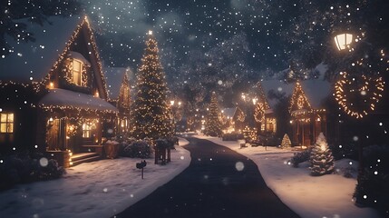 Fototapeta premium Snow-covered landscape Winter landscape background, Snowy background, Christmas scene, Holiday background, Winter wonderland, Snowfall background, Festive landscape, Christmas snow, Winter backdrop