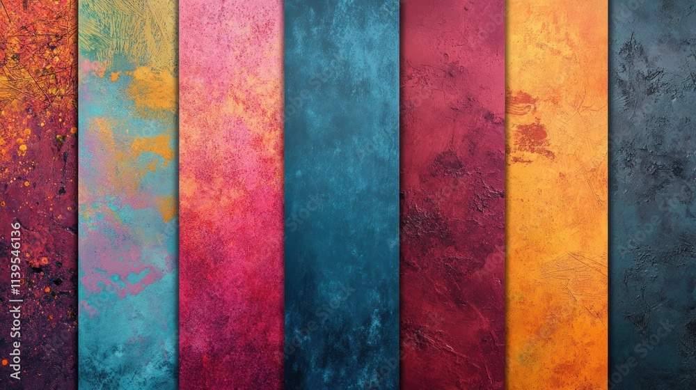 Poster A vibrant collection of textured panels in various colors and patterns.