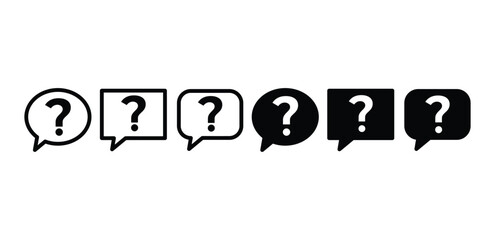 question chat mark sign symbol icon vector design black white outline and black filled color illustration collection isolated
