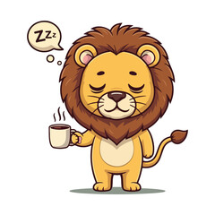 Cute Lion Standing Cartoon Vector Icon Illustration. Animal Nature Icon Concept Isolated Premium Vector. Flat Cartoon Style