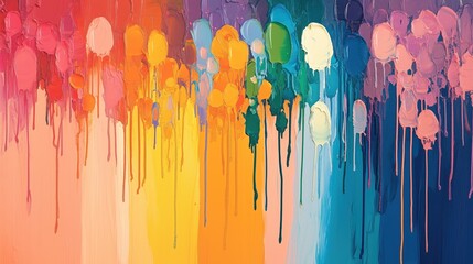 Abstract Painting Background with Rainbow Dripping Paint, Vibrant Color Splash, Textured Backdrop, Minimalist Splatter Art Wallpaper