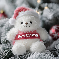 teddy bear in santa hat