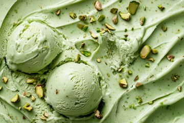 Fototapeta premium Aerial view of delicious pistachio ice cream.