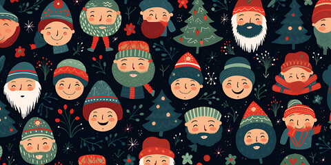 Christmas happy people pattern 