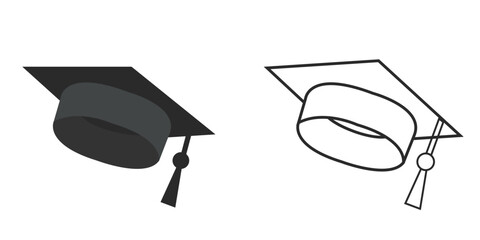 Graduation cap icon, university or college vector illustration design background
