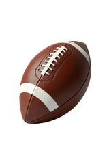 A traditional American football (or rugby ball) with a rich brown leather texture, featuring a slight grainy surface for realism isolated on white background 