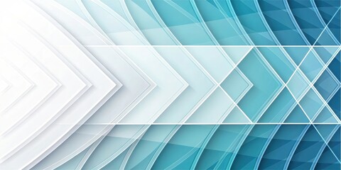 Fototapeta premium Abstract Blue and White Geometric Design with Overlapping Shapes and Arrow Motifs