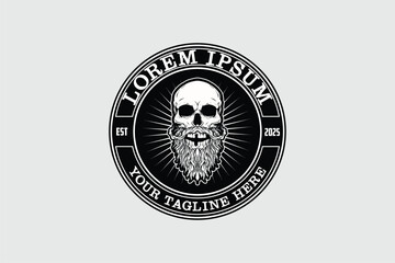 Skull head bearded logo vector logo