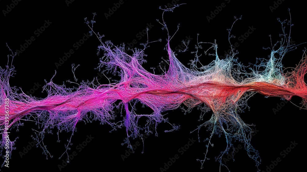 Aufkleber Dynamic flow of colorful lines abstract art digital illustration modern environment close-up visual energy