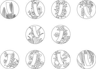 赤短青短の円形花札アイコンセット