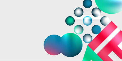 Simple shapes - circles, triangles, rectangles abstract background. Vector Illustration For Wallpaper, Banner, Background, Card, Book Illustration, landing page