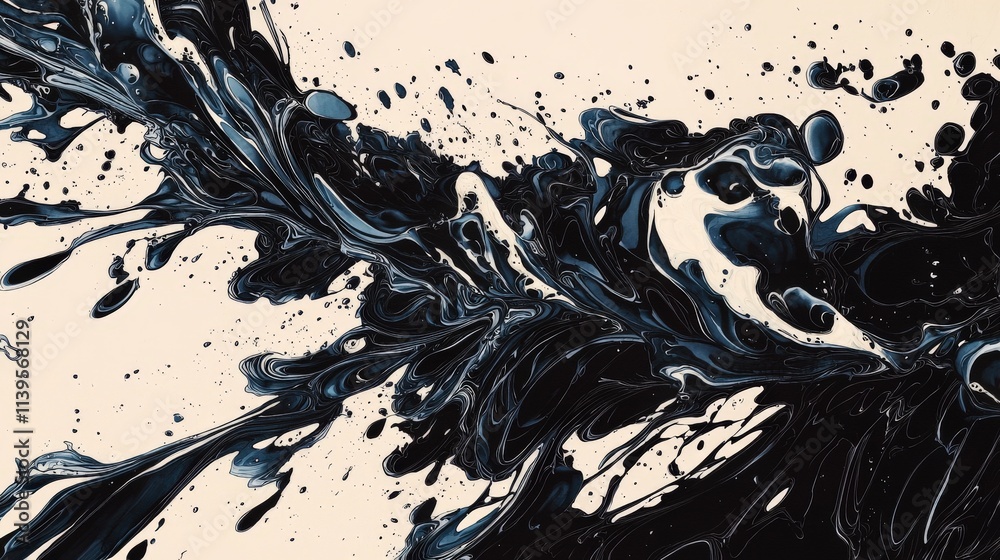 Aufkleber Ink splashing across canvas abstract art creation studio setting digital artwork dynamic movement artistic expression