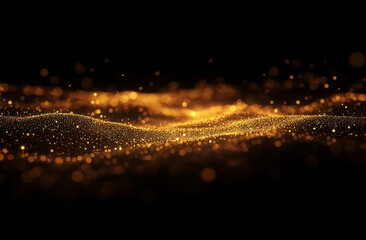 Golden particles wave abstract background design