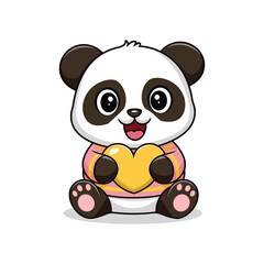 A cute cartoon panda bear with large black eyes and ears