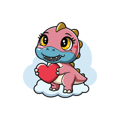 A cute pink monster-like creature with large eyes and a heart-shaped nose