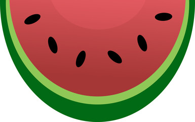illustration of red watermelon slice isolated on white, ripe watermelon