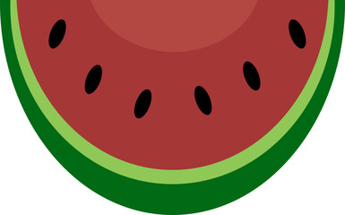 illustration of red watermelon slice isolated on white, ripe watermelon