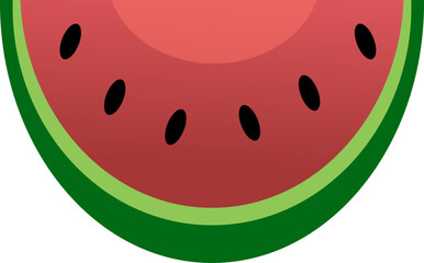 illustration of red watermelon slice isolated on white, ripe watermelon