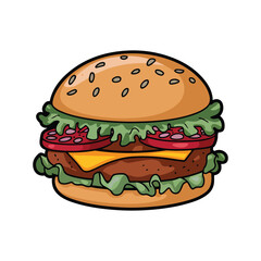 Juicy Hamburger vector Illustration for Food icon and Restaurant on white backgrounds