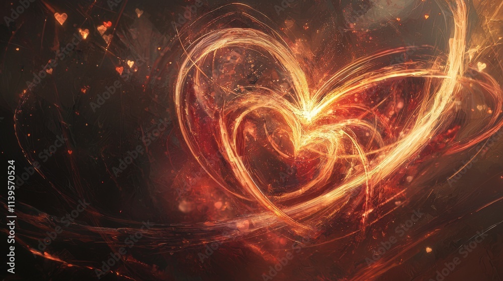 Aufkleber spiraling soft beams of light surrounding a heart shape digital artwork abstract environment emotion