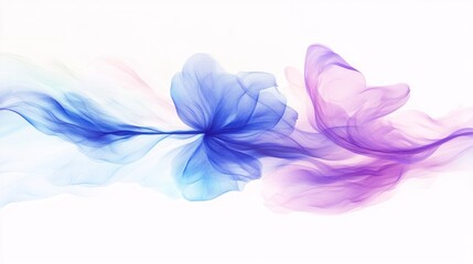 Abstract flowing waves in blue and purple hues on a white background.