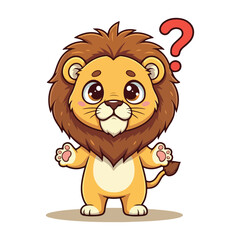 Cute Lion Standing Cartoon Vector Icon Illustration. Animal Nature Icon Concept Isolated Premium Vector. Flat Cartoon Style