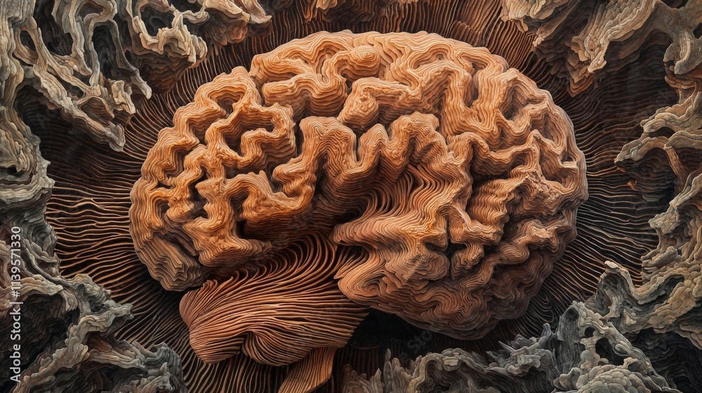 Poster Exploring the intricate folds of the brain a visual journey into neuroscience art digital realm abstract interpretation