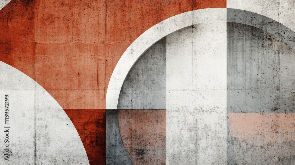 Poster Abstract geometric shapes in muted tones create a modern, textured visual composition.
