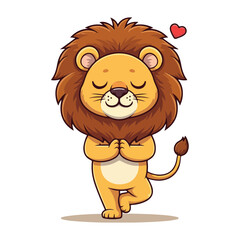Cute Lion Standing Cartoon Vector Icon Illustration. Animal Nature Icon Concept Isolated Premium Vector. Flat Cartoon Style