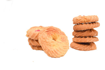 Tasty cookies biscuits on the isolated background,Stack of chocolate chip cookies,cookies, ajwain biscuit in new styles