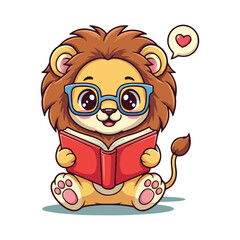 Cute Lion Standing Cartoon Vector Icon Illustration. Animal Nature Icon Concept Isolated Premium Vector. Flat Cartoon Style