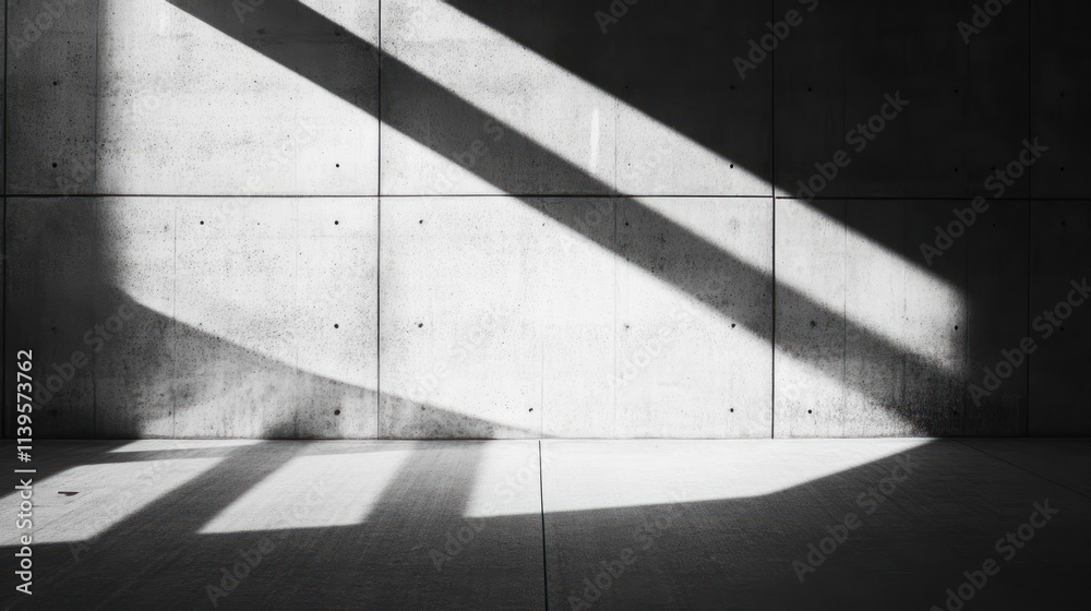 Poster abstract interplay of light and shadow on a concrete wall, creating a minimalist aesthetic.