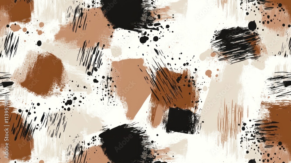 Poster abstract pattern featuring earthy tones and brushstroke textures for artistic design use.