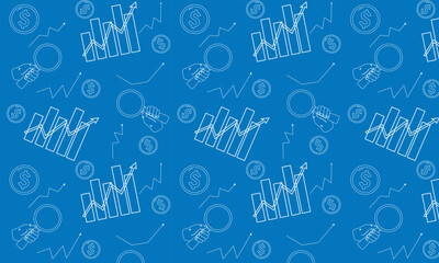 financial growth seamless pattern with outline icons. minimalistic financial pattern