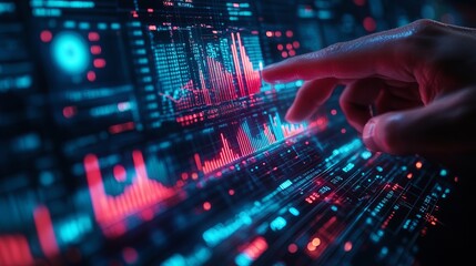 Confident Business Team Analyzing Data Graphs with Digital Interface