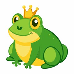 frog with golden crown vector illustration