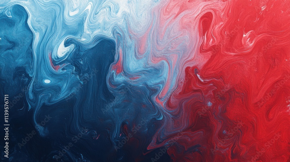 Poster Abstract swirling patterns in red and blue hues create a dynamic visual effect.